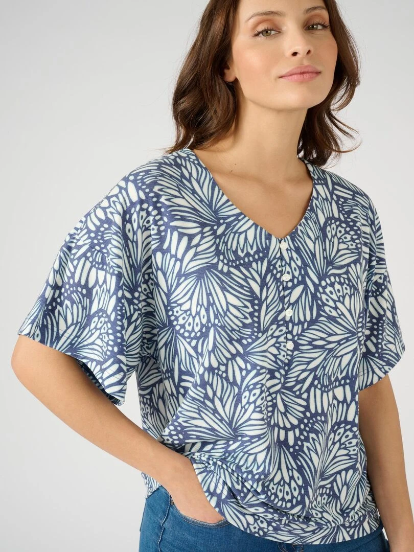 Tee shirt manches courtes kimono Climatyl   Damart   Bleu marine