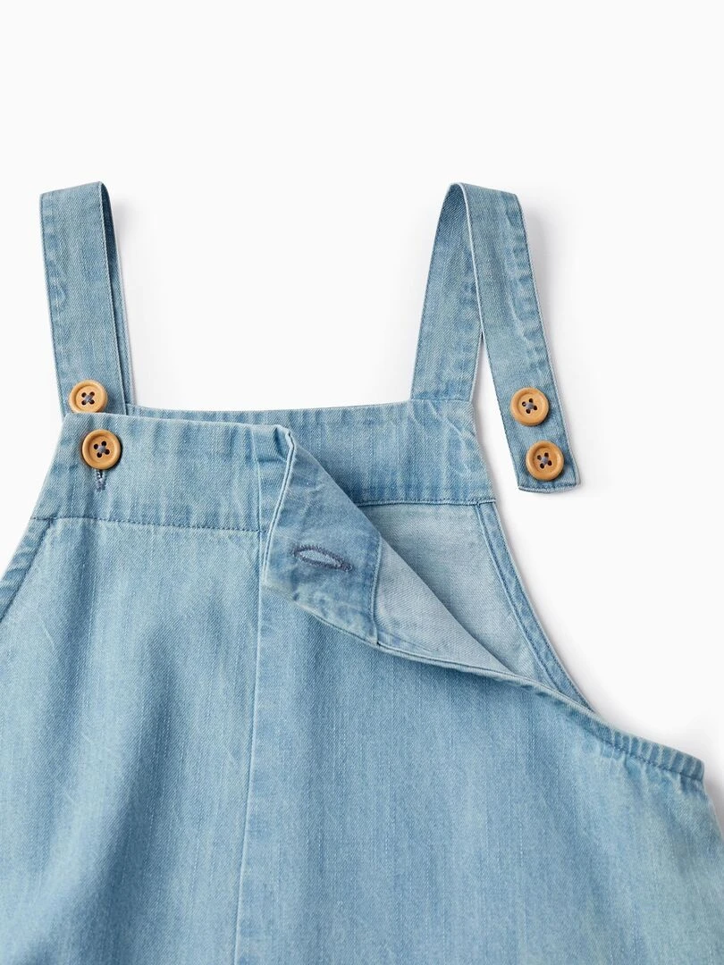 Salopette en jean léger en coton avec perles pour fille  SICILIAN DAYS   Bleu