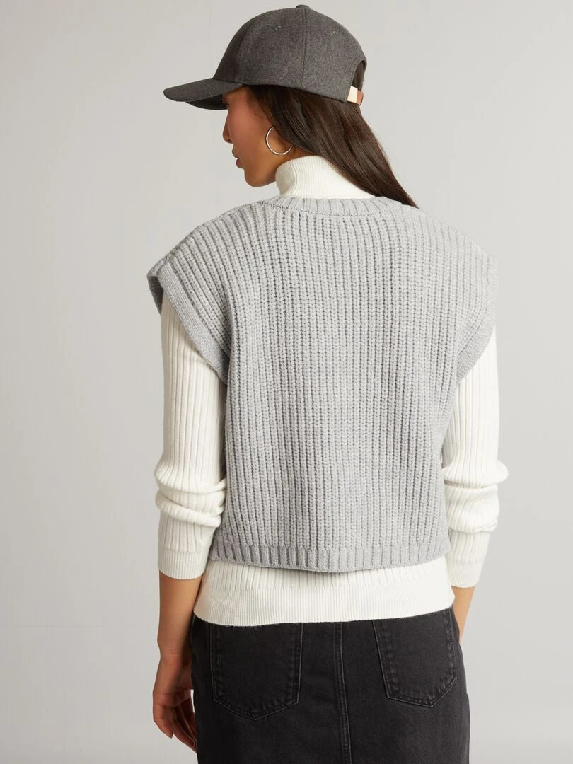 Pull sans manches en maille   gris