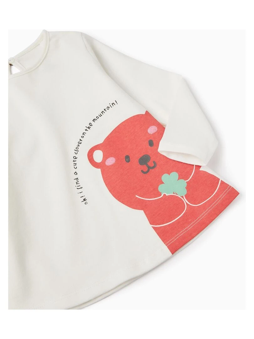 T shirt à Manches Longues Bébé Fille 'Trèfle' manches longues  READY PLAYER   Blanc