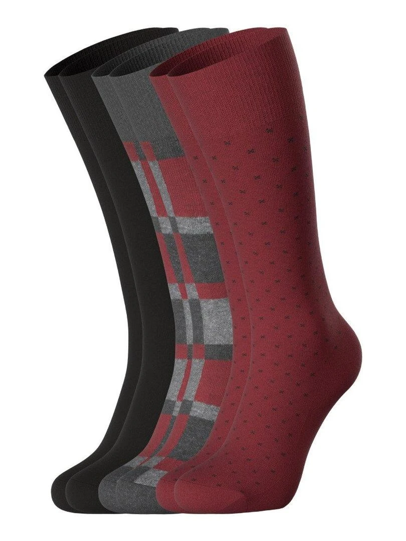Lot de 3 paires de chaussettes mi hautes en coton Rouge
