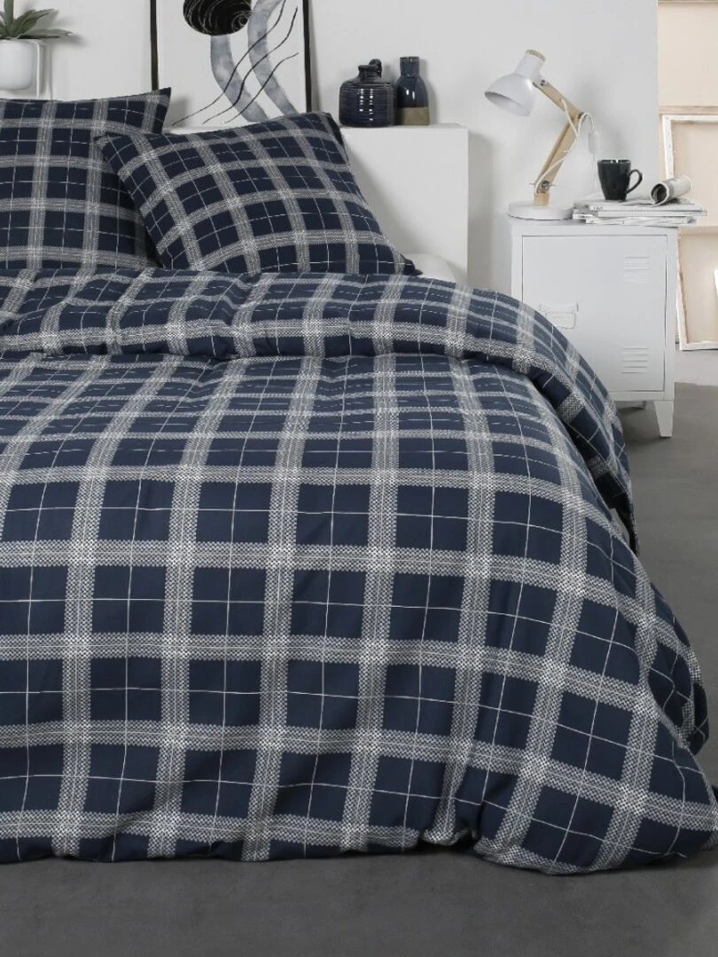 Housse de couette  Carbleu + taie(s) 100% coton flanelle   Bleu
