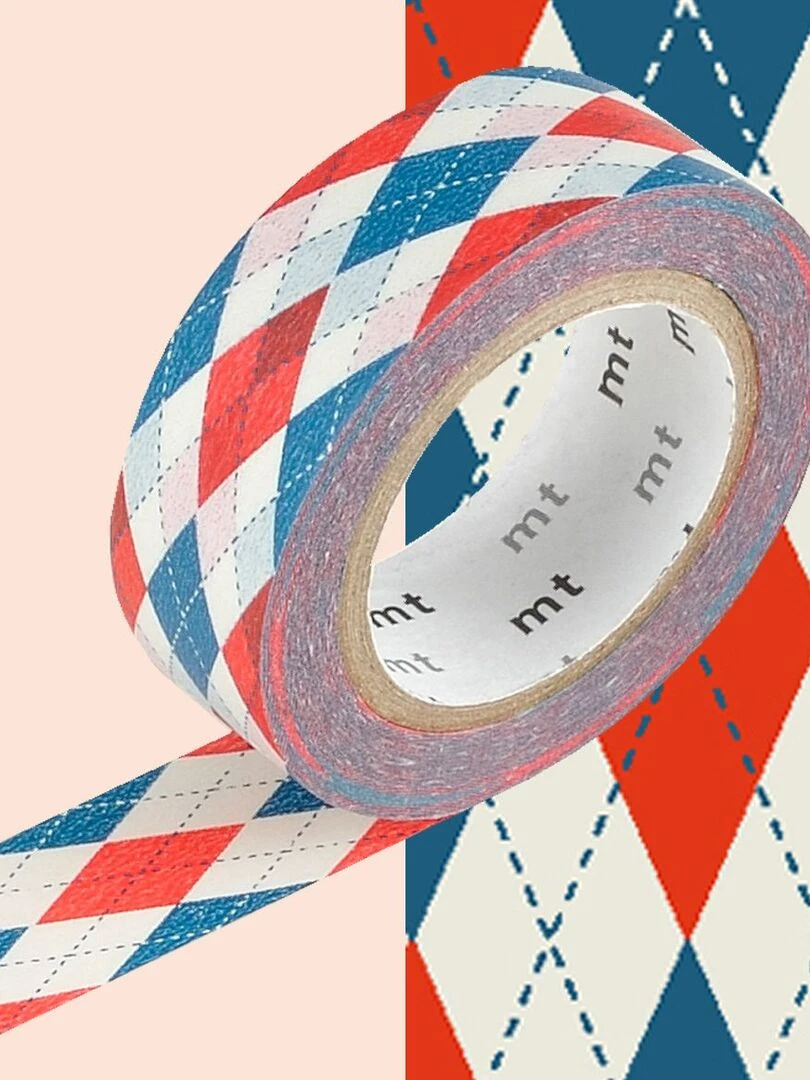 Masking tape damier Rouge et bleu 1 5 cm x 7 m N/A