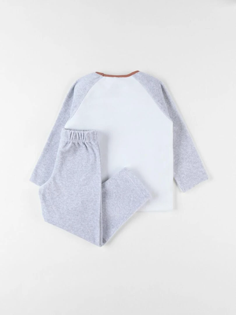 Pyjama 2 pièces ours en velours écru/gris chiné Noukie's Gris