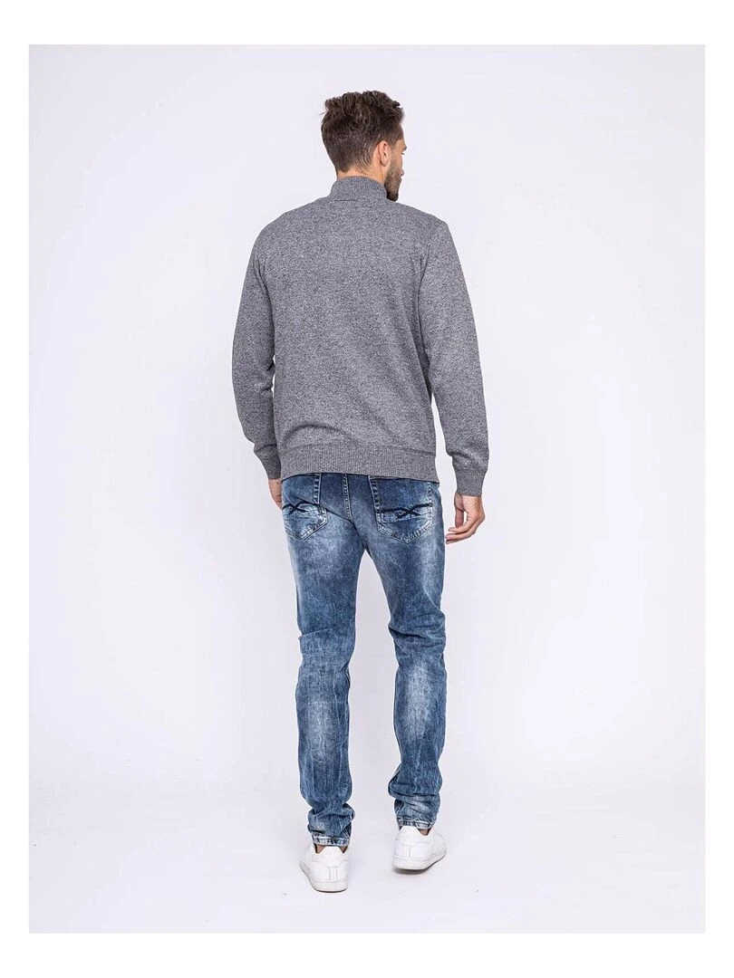 Pull col montant boutons LULITE Gris chiné