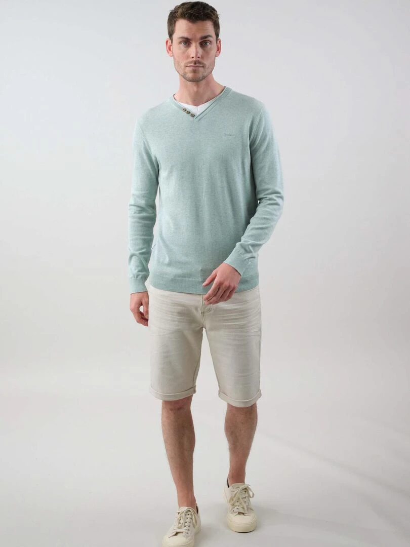 Pull basique en maille pour homme 'Deeluxe' Vert tilleul