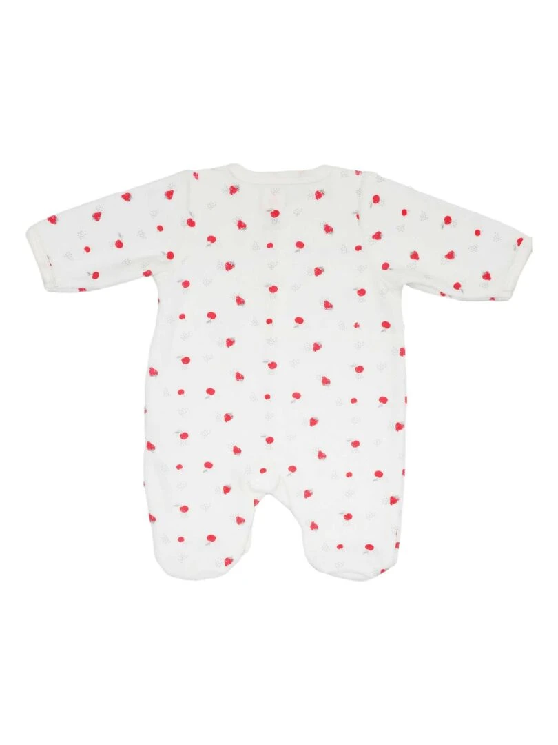 Pyjama bébé en velours motif Fraise   Blanc