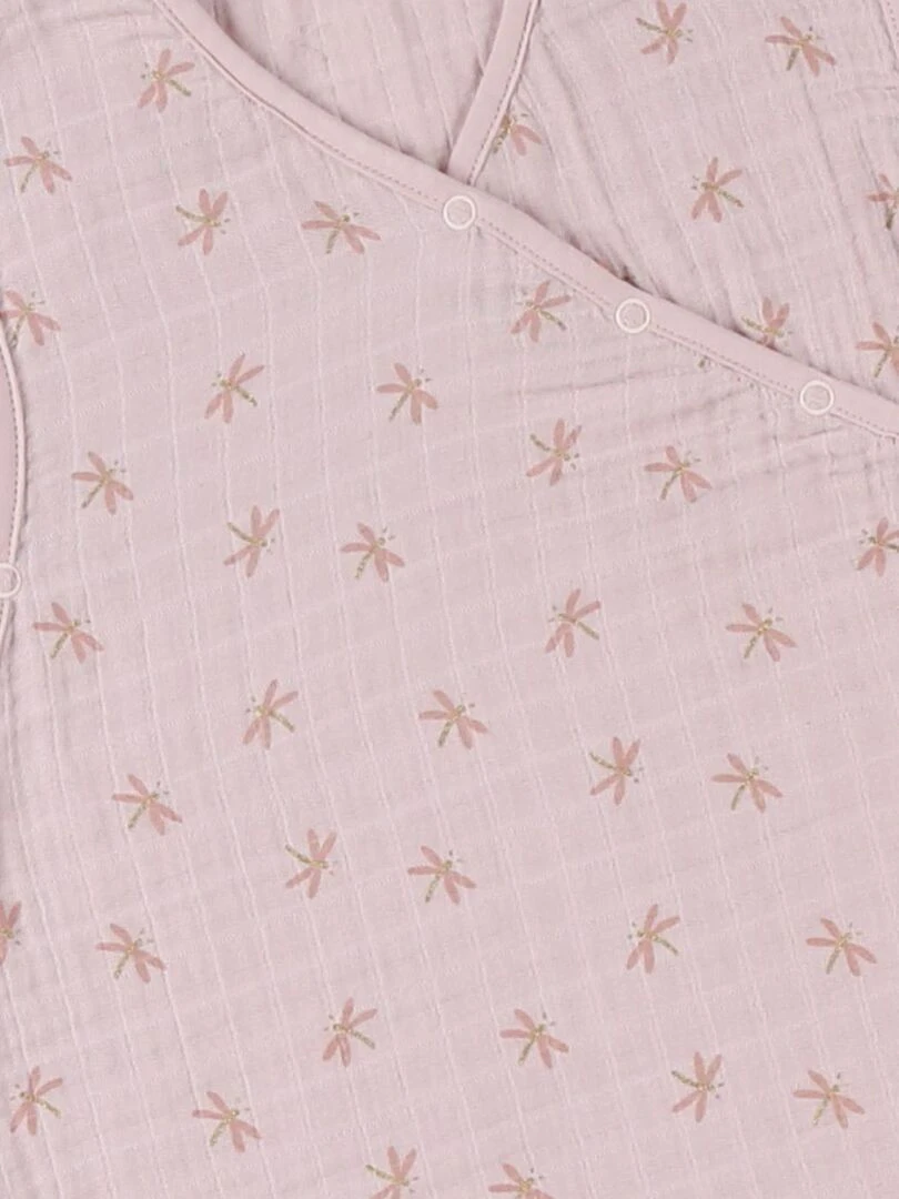 Gigoteuse 100 cm libellules en mousseline ouatinée  poudré   Noukie's   Rose