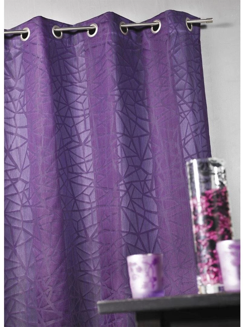 Rideau en jacquard à imprimés et à rayures verticales Violet prune