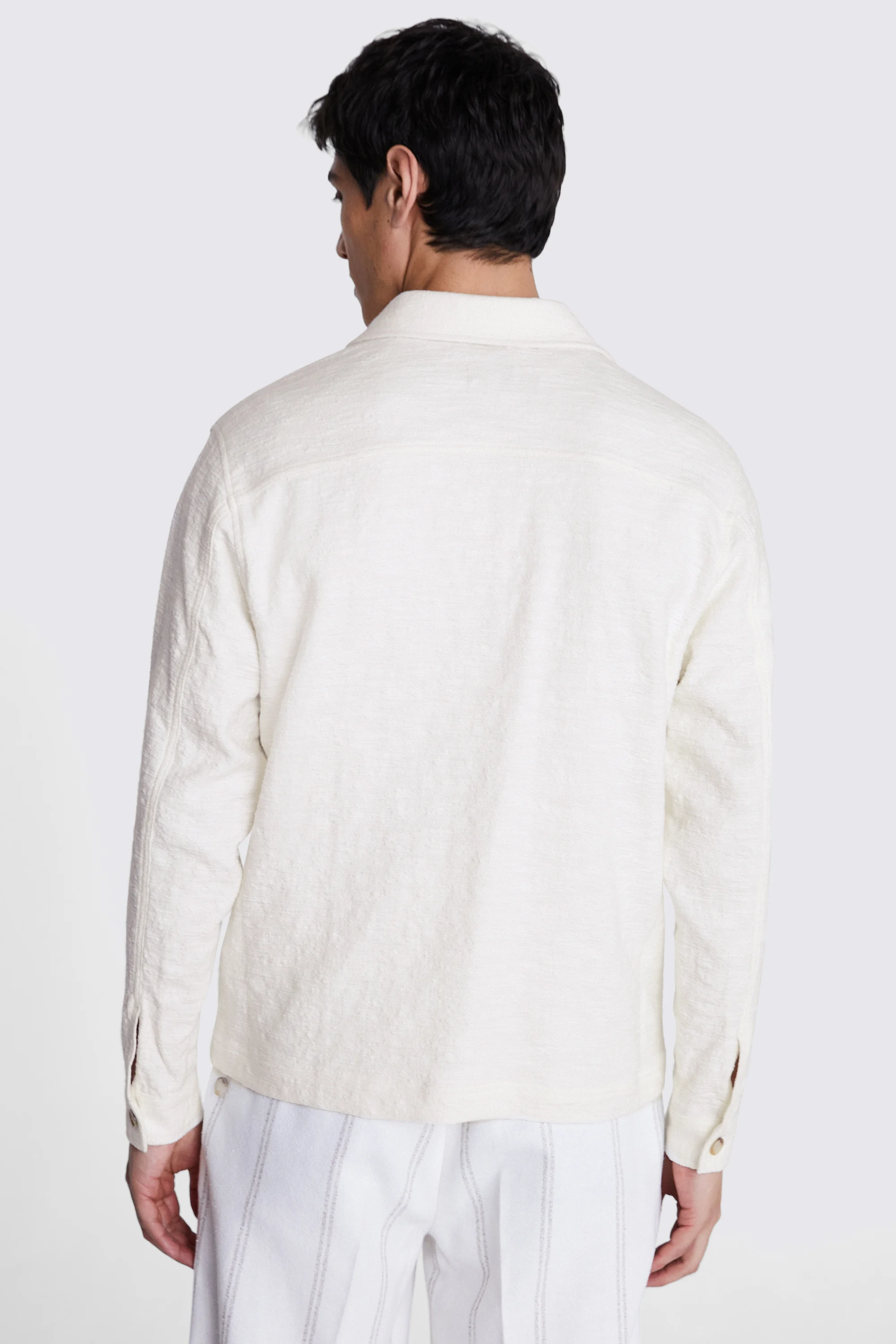 Off White Textured Chore Overshirt   Buy Online at Moss