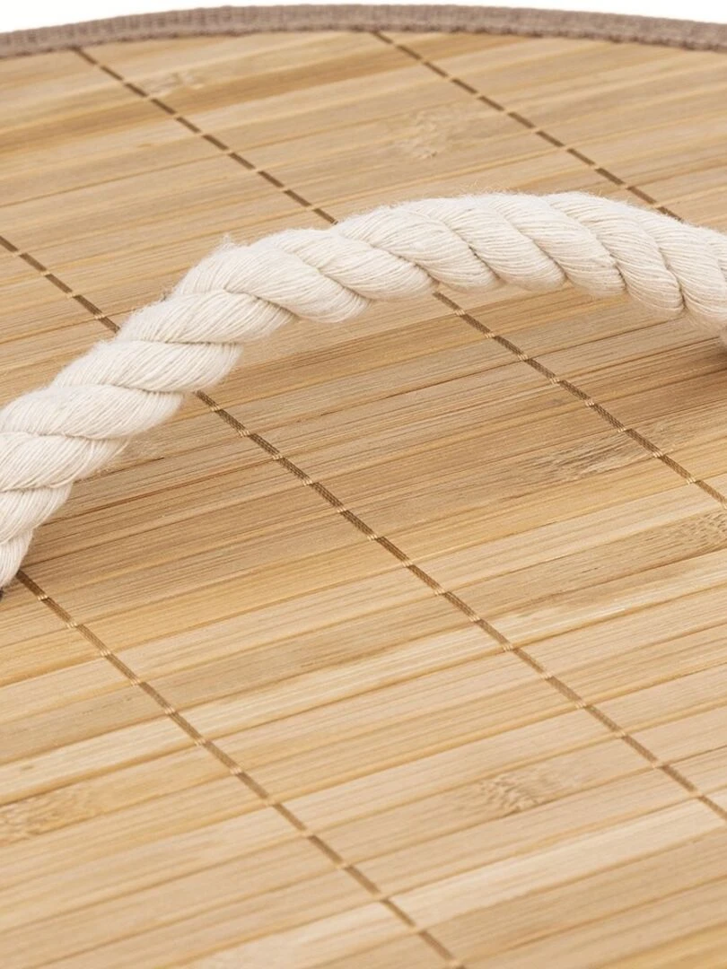 Panier à linge 48L rond bambou   Beige
