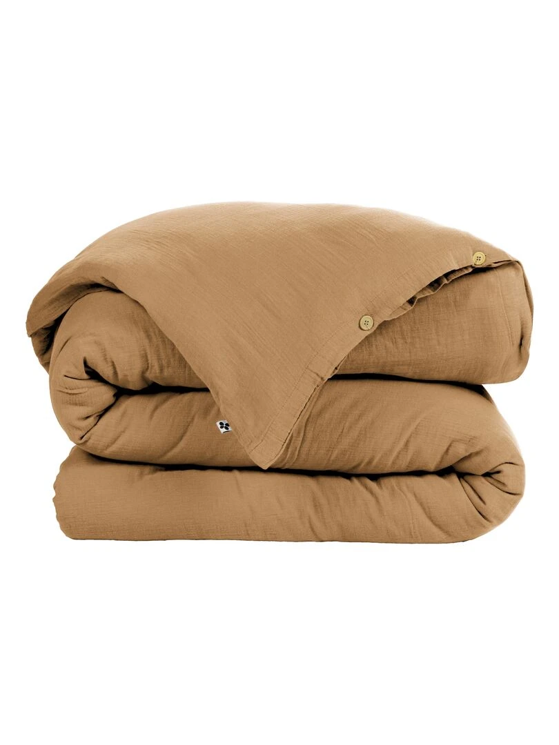Housse de couette Double Gaze Coton Collection Gaia Marron caramel