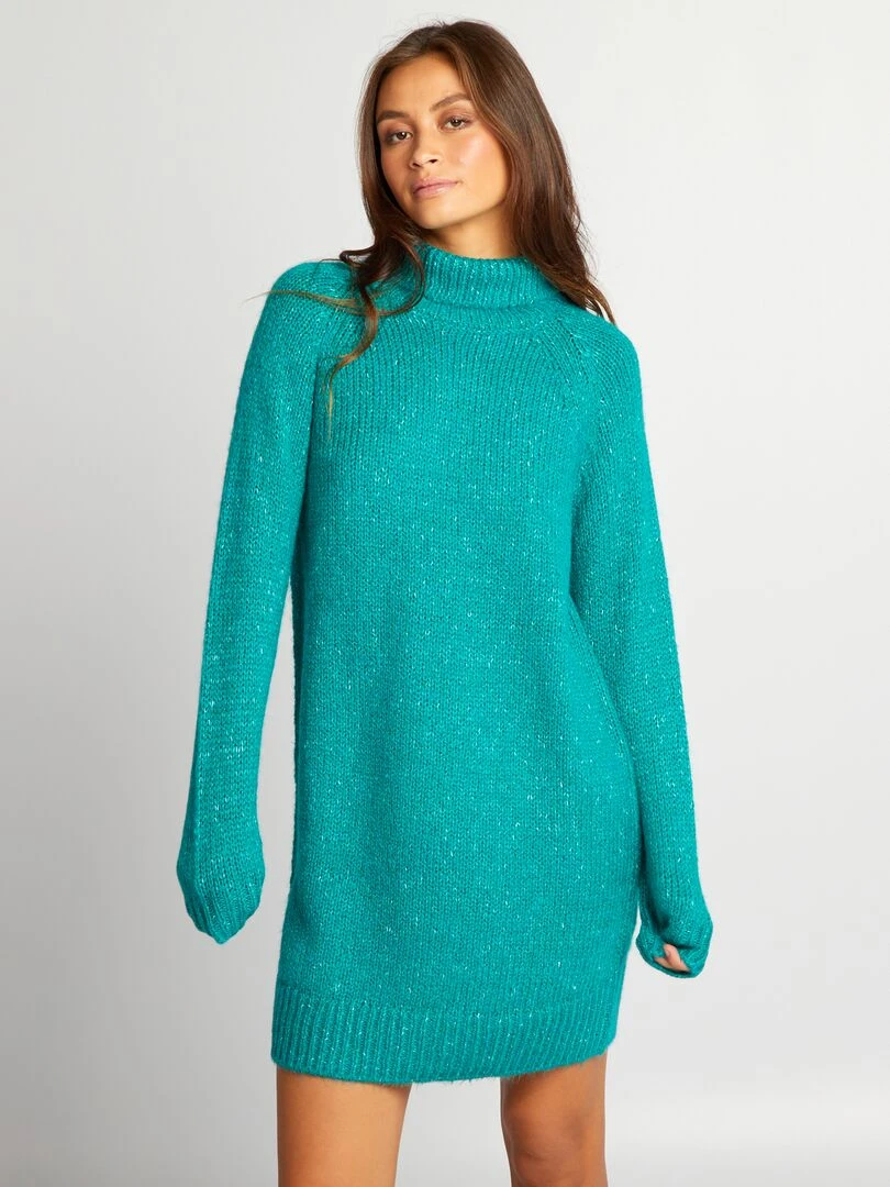Robe pull courte en maille Vert