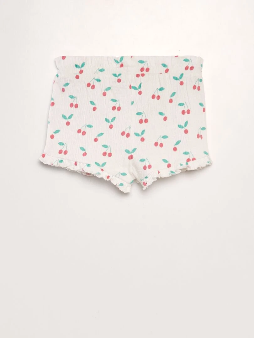 Short à bords volantés Blanc cerise