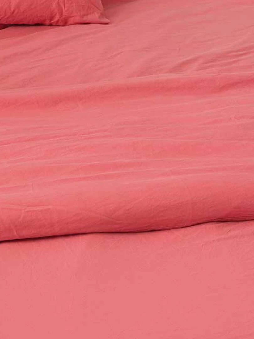 Housse de couette unie en coton Lavé   Rose