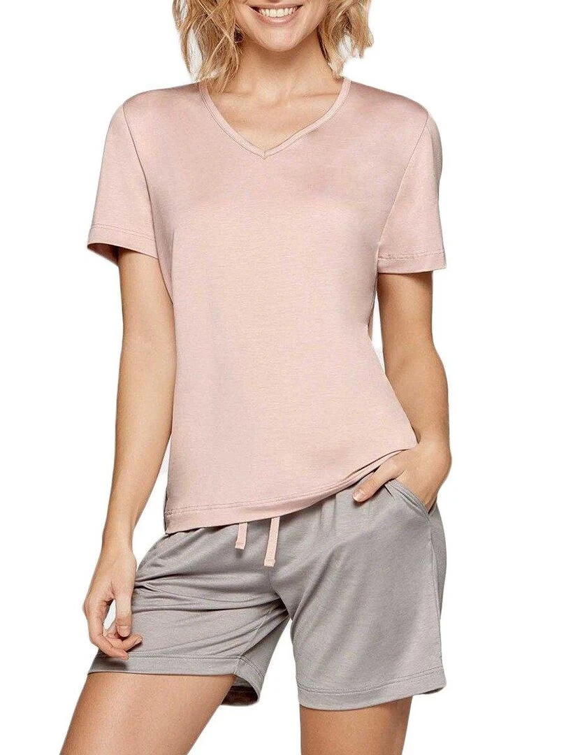 Pyjama court Travel Soft premium Rose