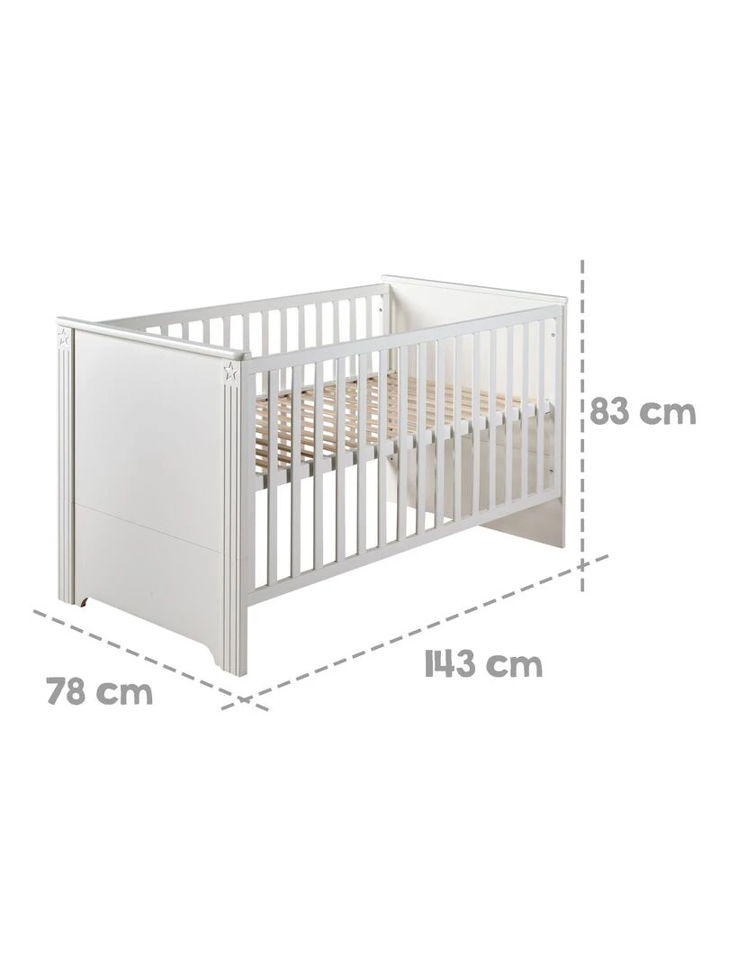 ROBA Lit bébé évolutif "Maxi"   70x140   Convertible   Réglable en hauteur   Blanc   Blanc