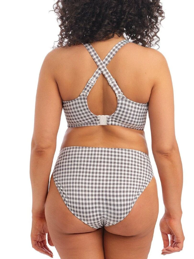 Haut de maillot de bain plongeant grande taille Checkmate   Gris