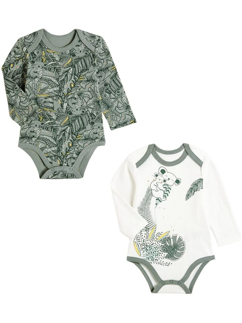 Lot de 2 bodies bébé manches longues Amazonie Kaki