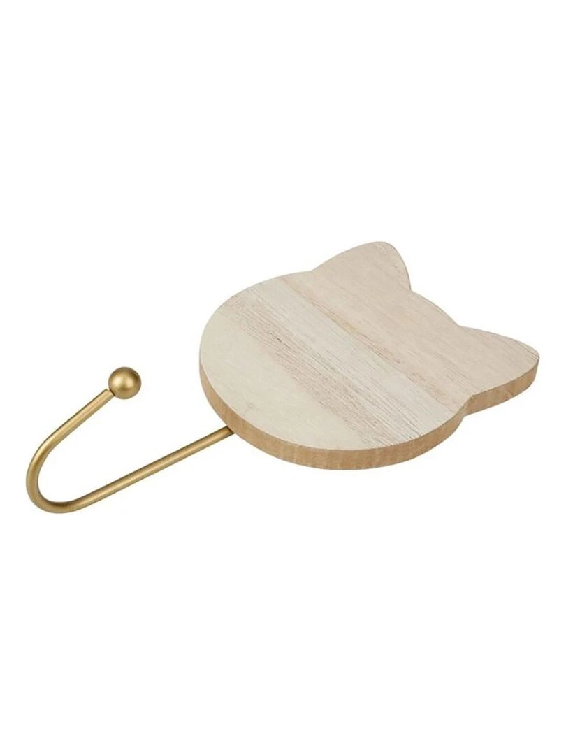 Lot de 3 patères bois chat naturel Beige