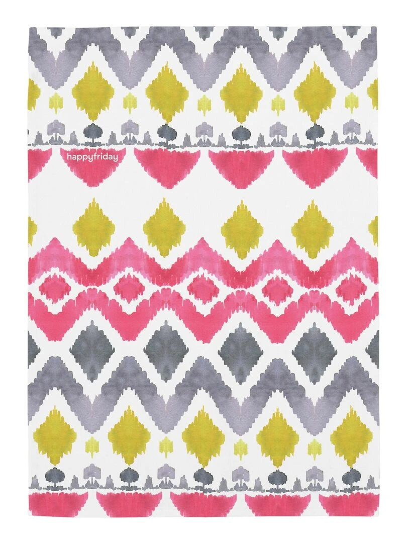 Torchon (2 pièces) Ikat "Happyfriday" Blanc