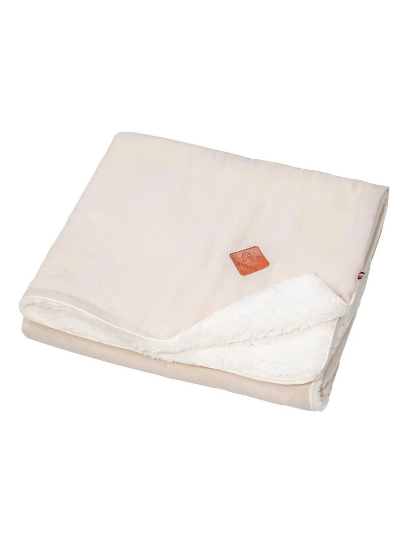 Couverture en gaze de coton et sherpa Jeanne Beige
