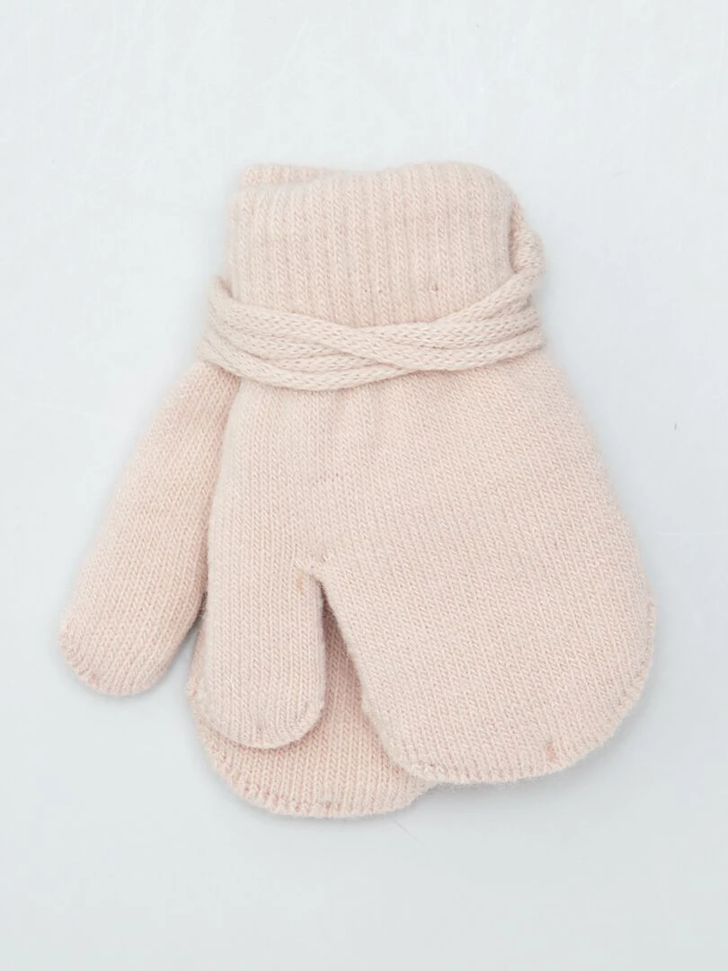 Moufles mixtes doublées en polaire Rose
