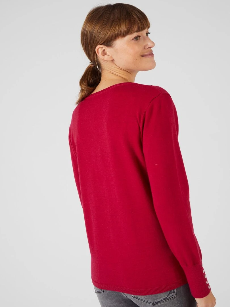 Pull motif losanges   Damart   Rouge cerise