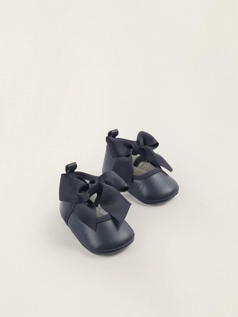 Ballerines avec Noeud pour Nouveau Né ATLANTIC COMPANY Bleu foncé