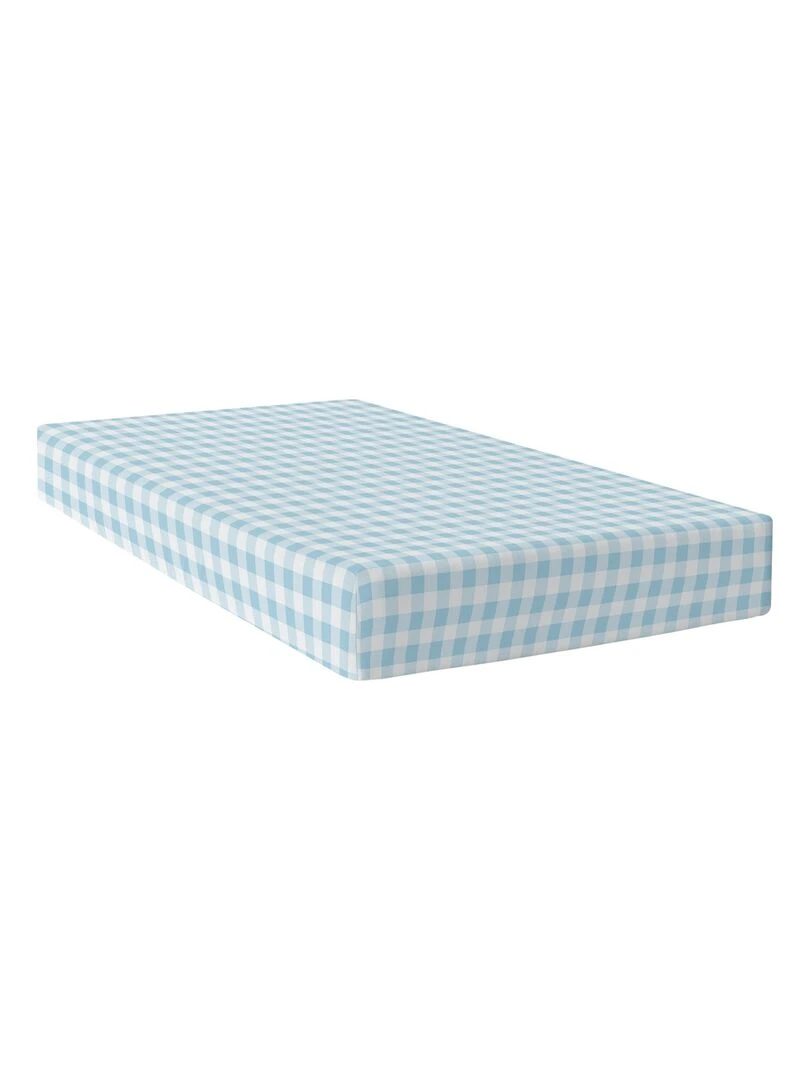 Drap housse Vichy "Happyfriday" Bleu