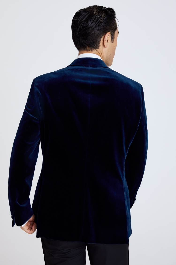 Regular Fit Blue Velvet Jacket   Buy Online at Moss