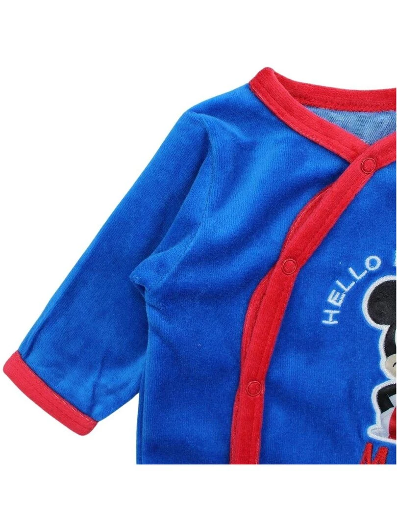 Disney   Grenouillere bébé garçon imprimé Mickey en coton   Bleu