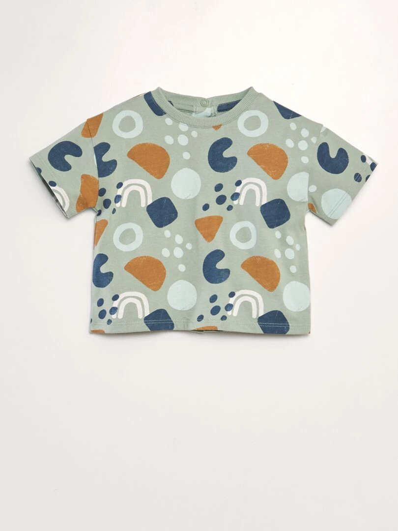 Ensemble t shirt + short en french terry   2 pièces   Bleu