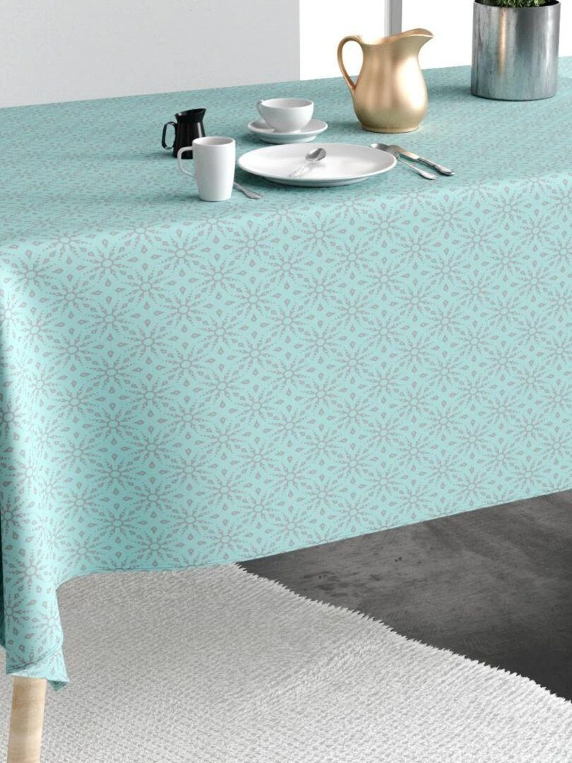 Nappe Polyester à motifs Flocon Bleu