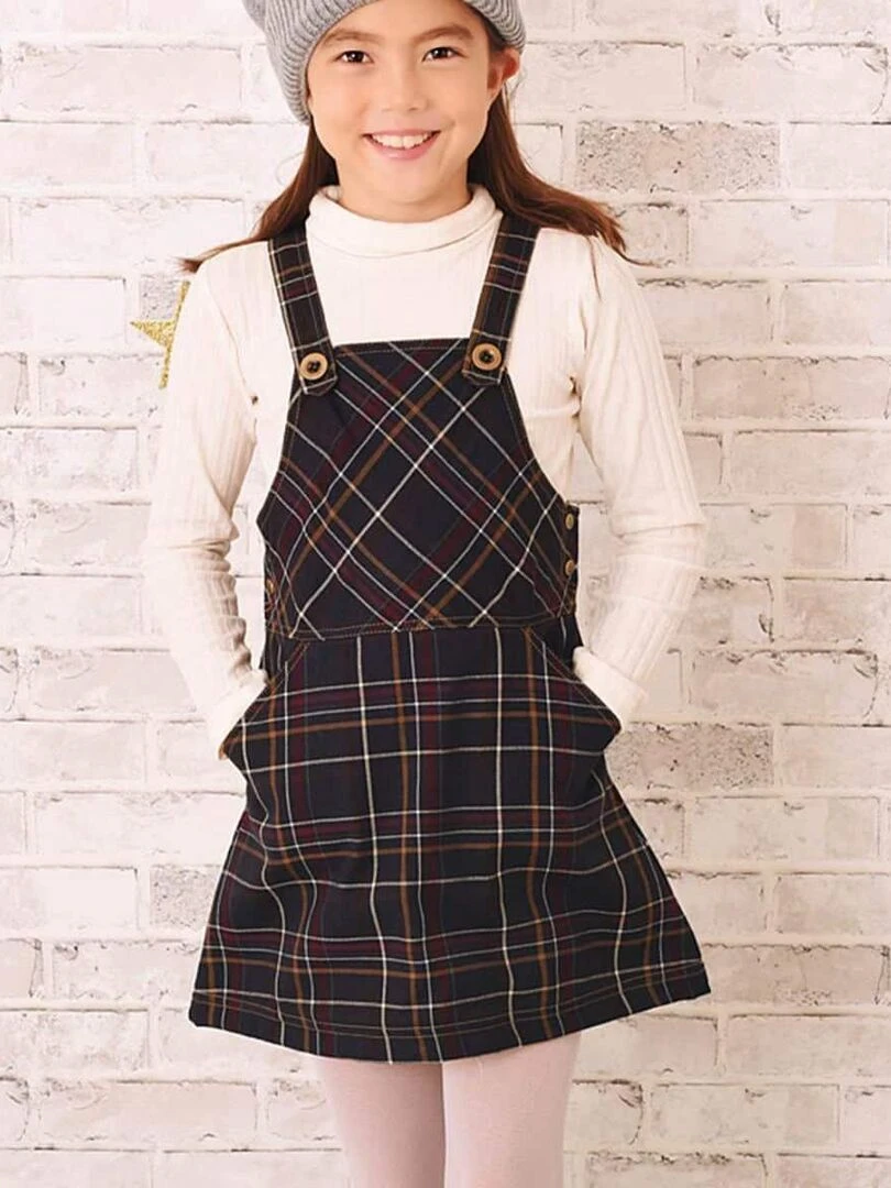 Robe Salopette Fille Carrx Tartan Marron LOLA 'LA FAUTE A VOLTAIRE' Marron