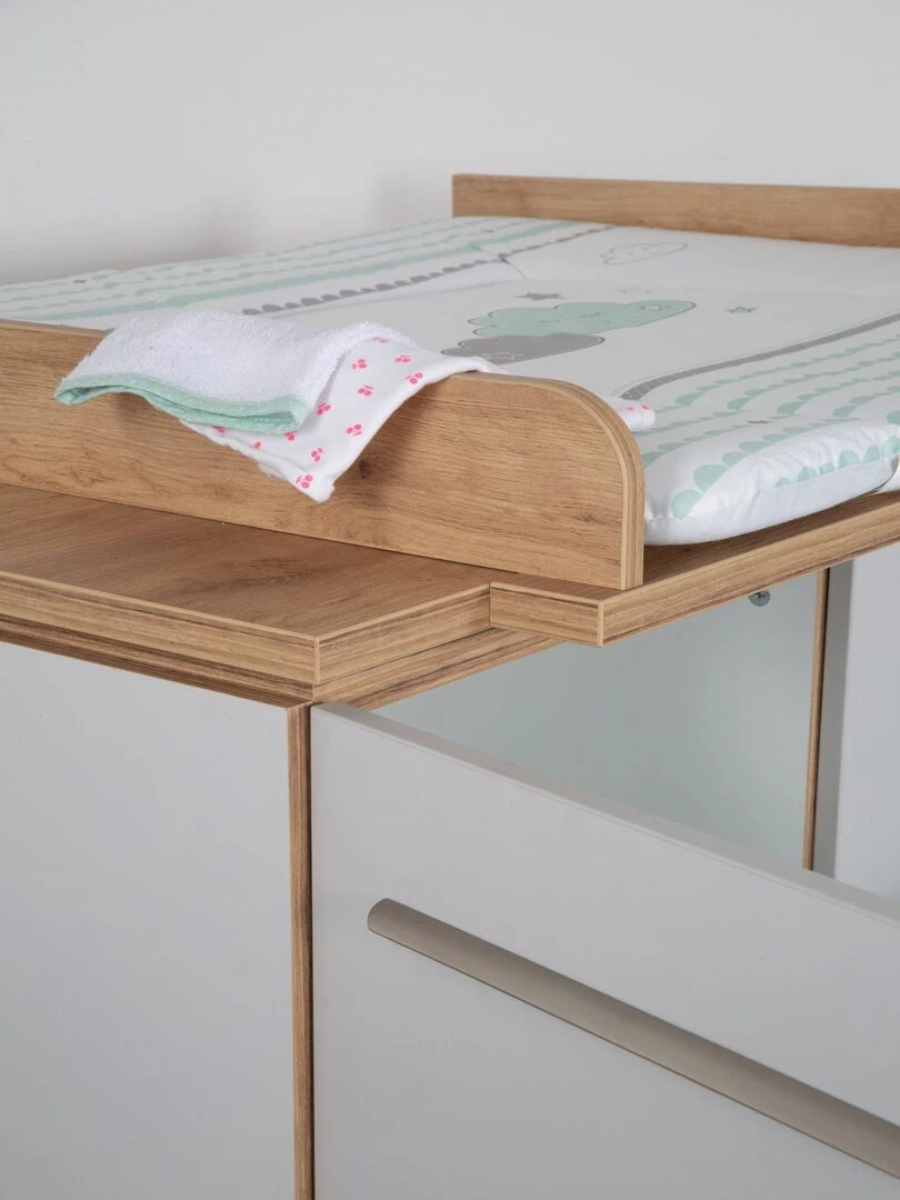 ROBA Commode à Langer "Tobi" avec Plan Amovible   Fermeture Progressive   Gris clair/Chêne doré   Gris clair
