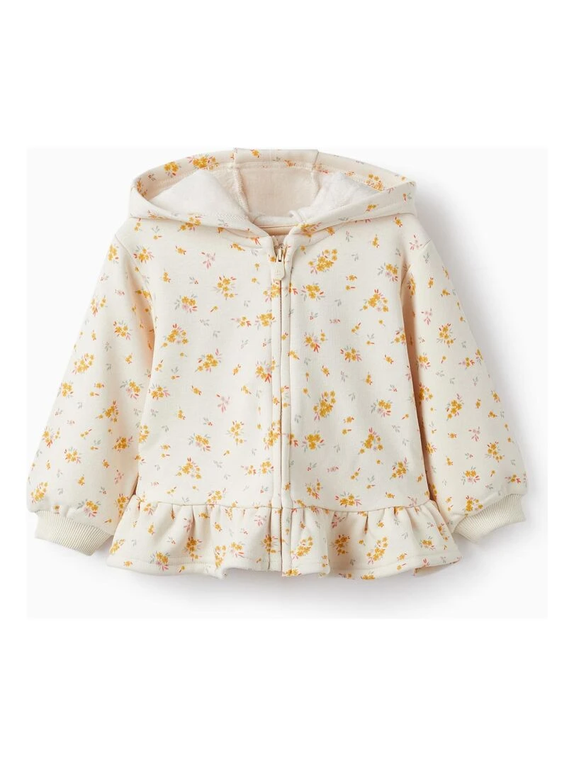 Manteau en molleton avec fermeture éclair et capuche pour bébé fille 'Floral' SWEET FROSTY DREAMS Beige clair