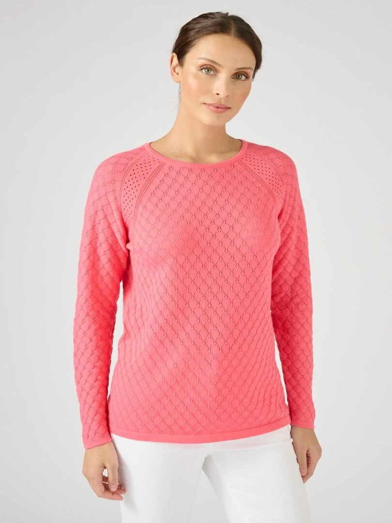 Pull ajouré à base de coton biologique Damart Rose