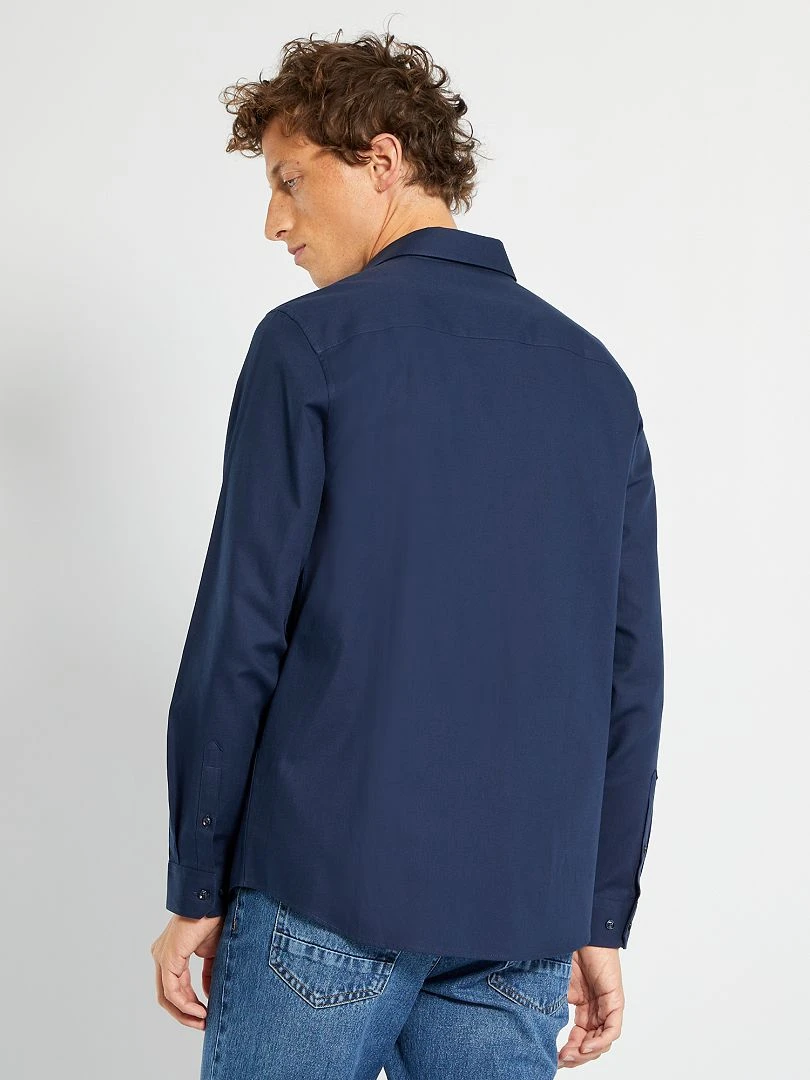 Chemise droite unie   bleu noir