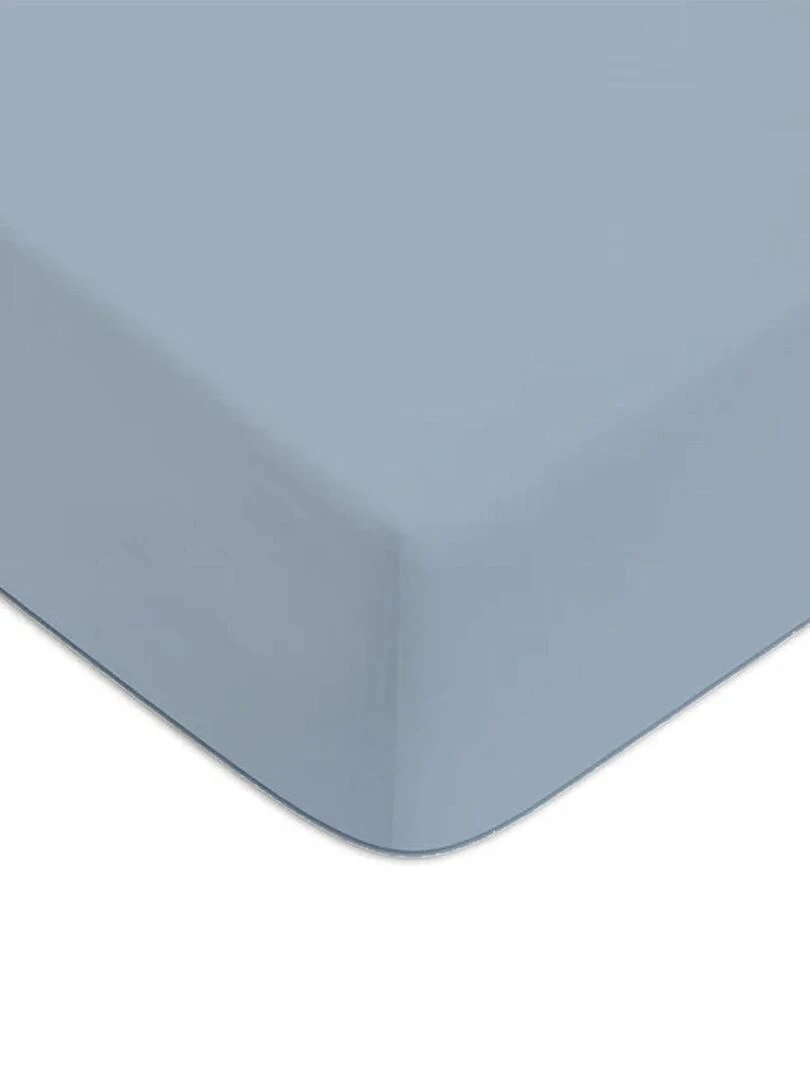 Future Home Drap housse en coton 57 fils uni Bleu