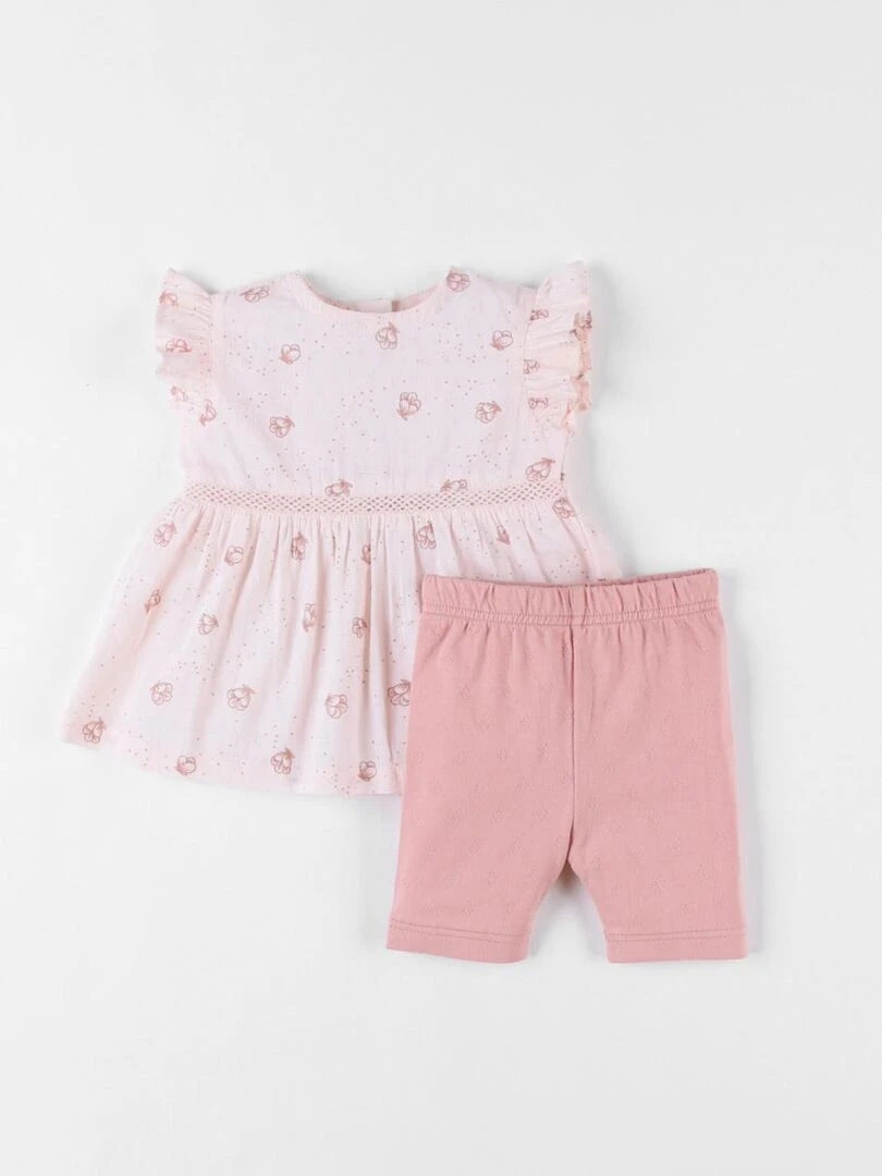 Set cérémonie robe + legging clair/blush Noukie's Rose