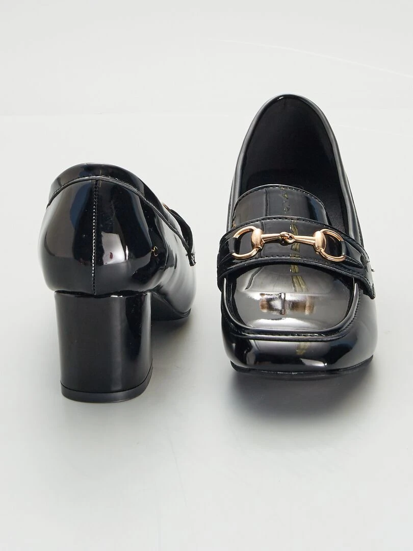 Mocassins à talons en vernis   Noir