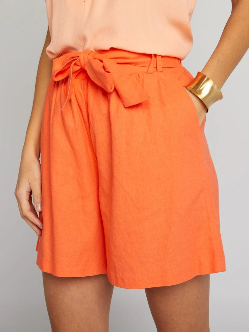Short fluide à ceinture   Orange