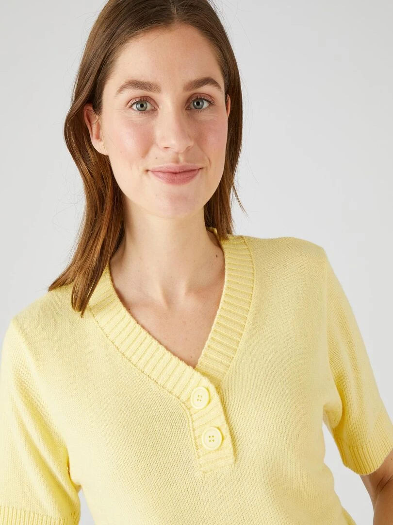 Pull maille jersey souple et douce Damart Jaune pâle