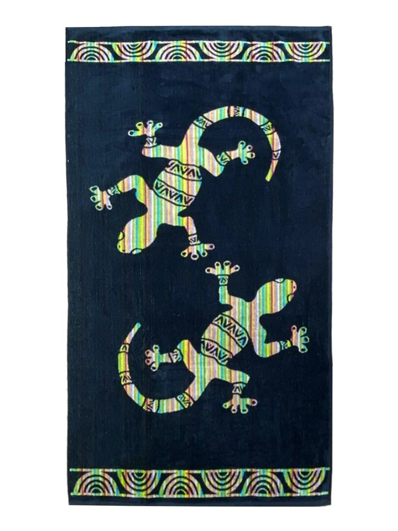 Serviette de plage éponge velours Jacquard Irvine 75x150 Noir