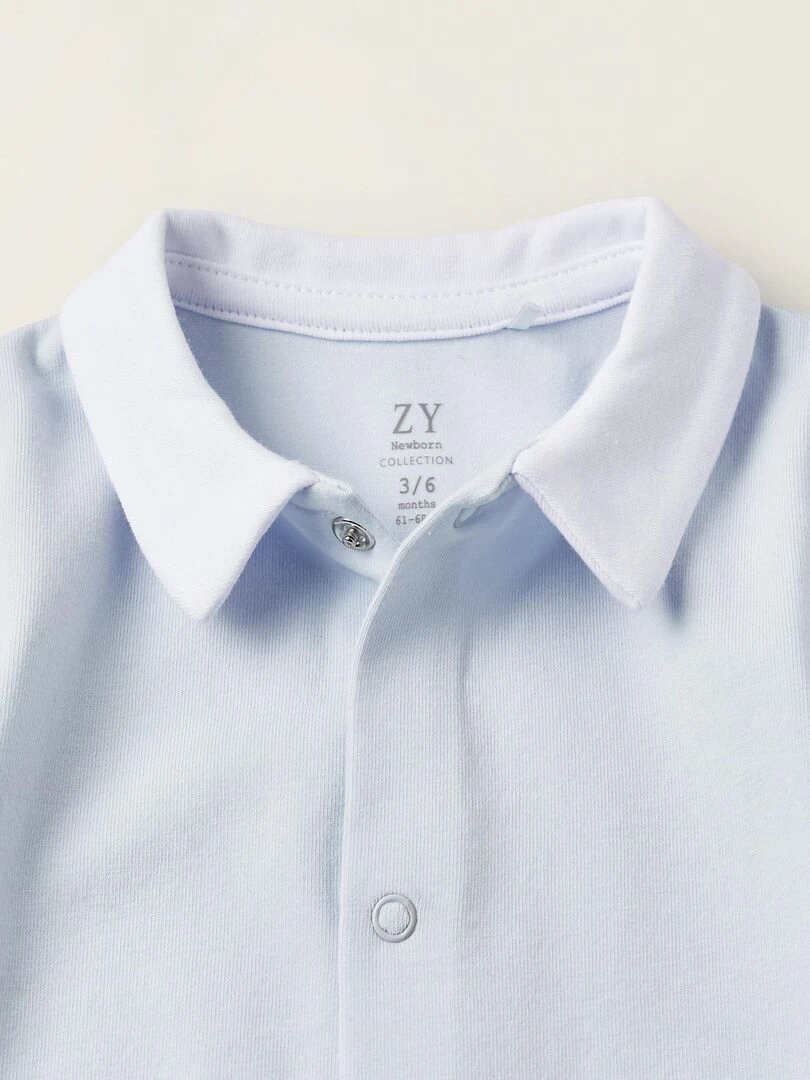 Combinaison à manches courtes pour nouveau né manches longues EARLY BLOOM   Bleu clair