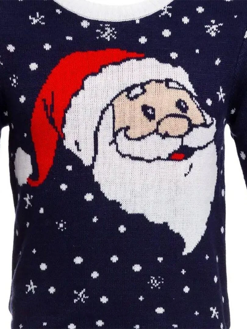 Pull de Noël Funny Père Noël S/M Bleu