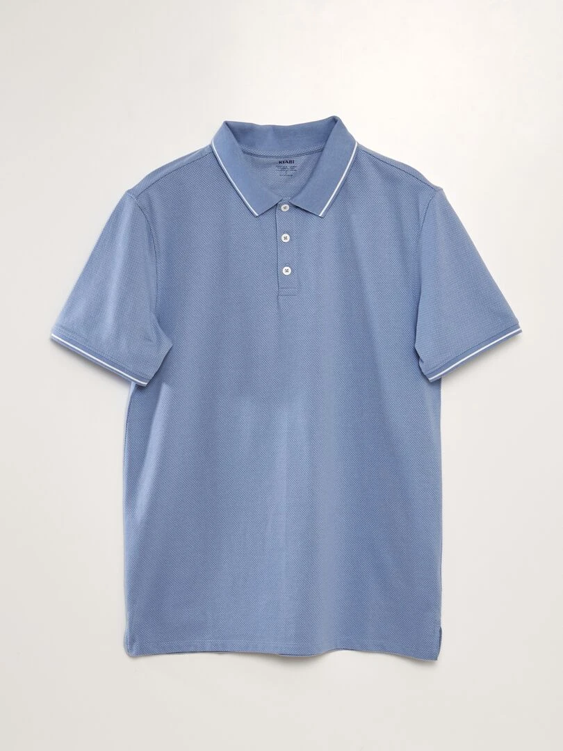 Polo en piqué de coton effet moucheté Bleu clair
