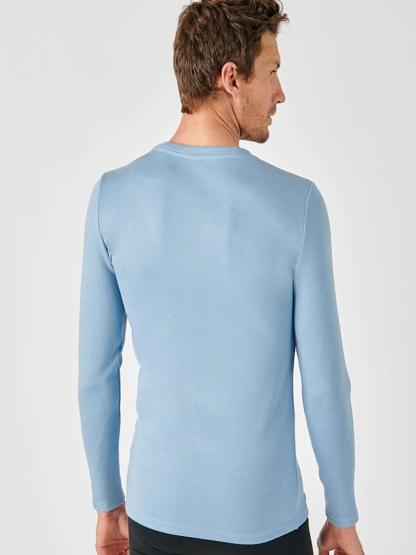 T shirt tricot double face  manches longues Thermolactyl   Damart   Bleu gris