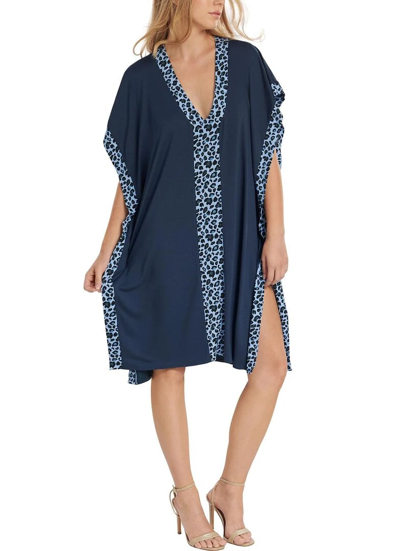 Caftan de plage mi long Veracruz   Bleu